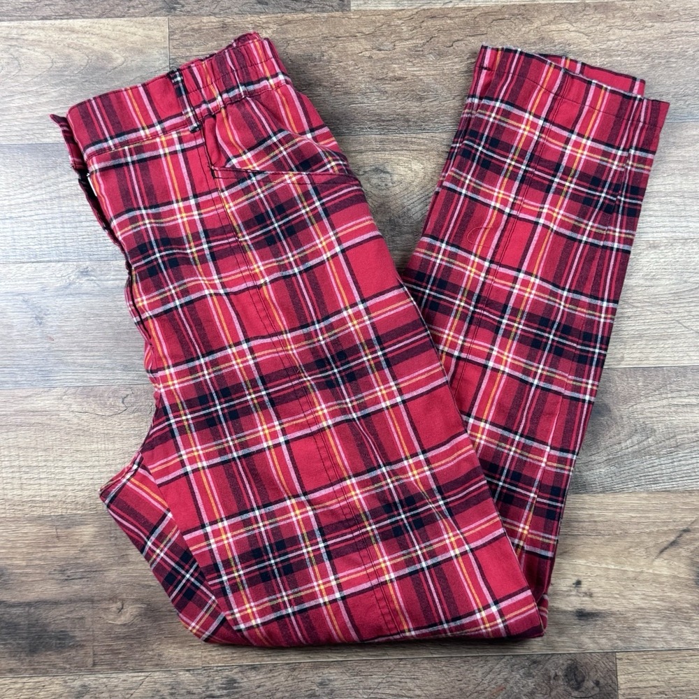 Urban Outfitters Renewal Remnants Red Tartan Trousers Y2K Pants M Cotton